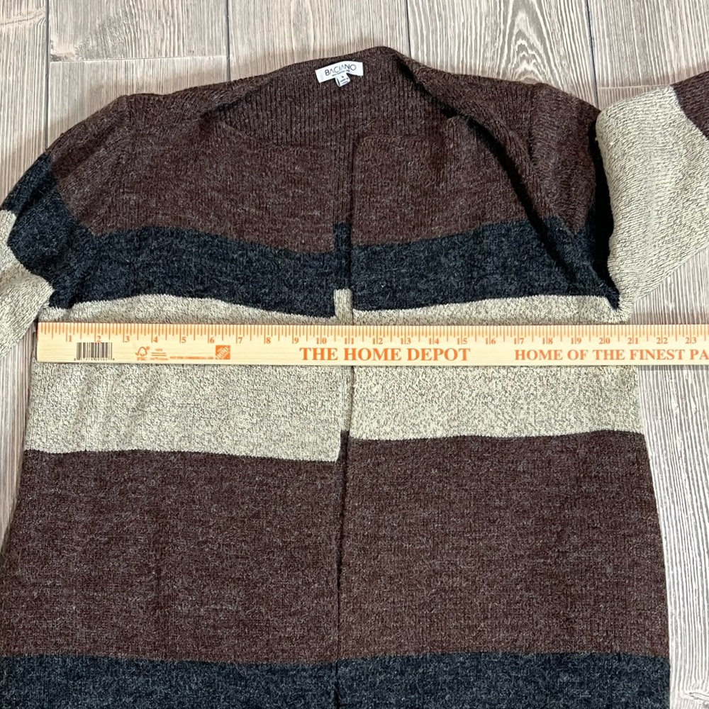 Baciano Brown Multicolor Long-Line Open Cardigan Size Small - Picture 6 of 7